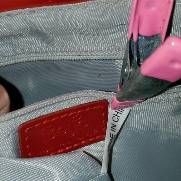 Beijo Head Over Heels Red Patent Leather Bag Tote Shoulder Handbag Purse Women's - Picture 15 of 16